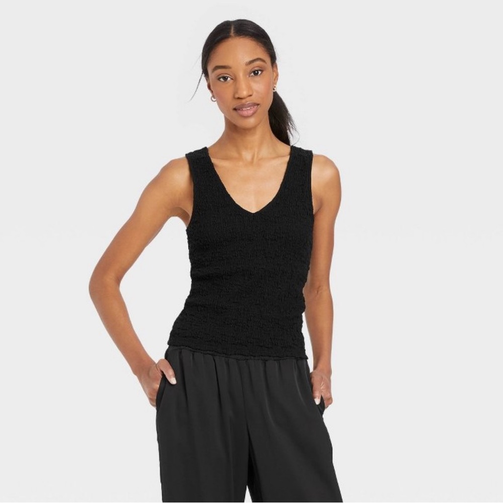 NWT A New Day Black Textured Tank Top - Size M